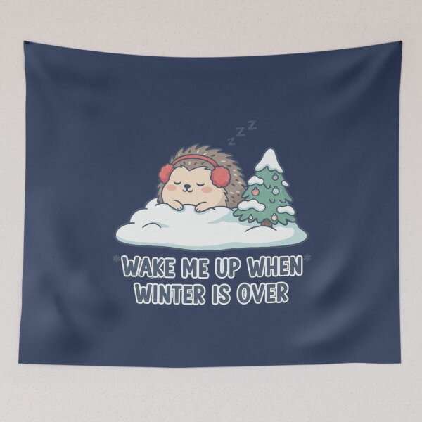 Item preview, Wake Me Up When Winter Is Over Christmas T-Shirt & Stickers – Cute Sleeping Hedgehog Funny Winter  designed and sold by ZyxDes.