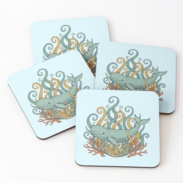 Item preview, Beluga Whale With Swirling Seaweed And Coral  designed and sold by BirdsnStuff.