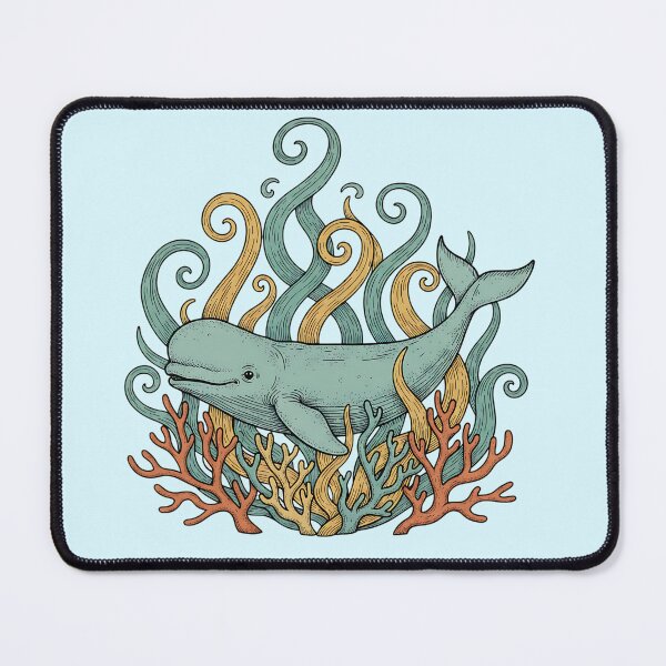 Item preview, Beluga Whale With Swirling Seaweed And Coral designed and sold by BirdsnStuff.