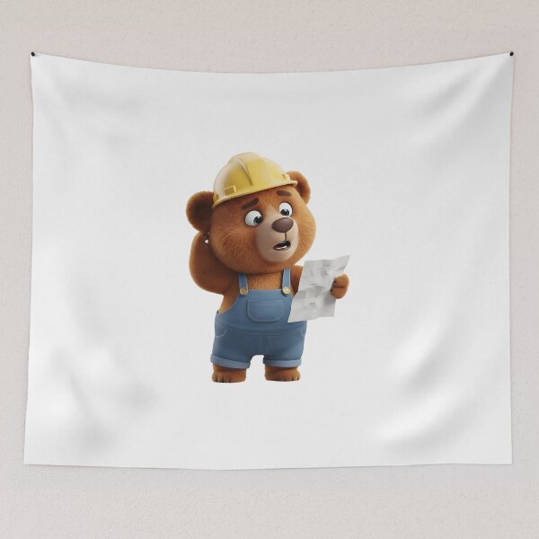 Item preview, Confused Construction Bear Looking At Crumpled Plans designed and sold by vk09.