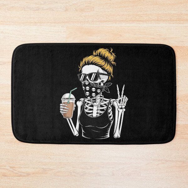 Item preview, Skeleton Girl Drinking Coffee Peace Sign designed and sold by NetoGalaxy.