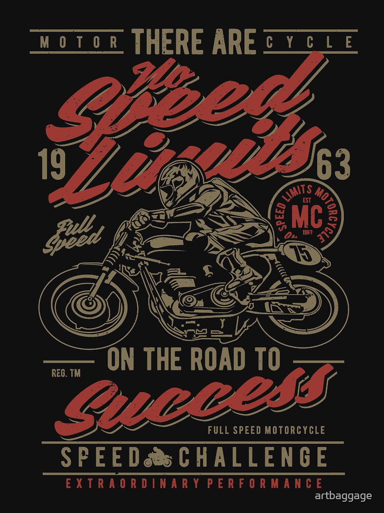 Full Speed Motorcycle Vintage T-shirt by artbaggage