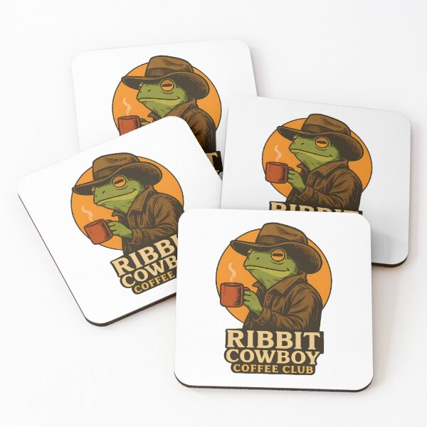 Item preview, Ribbit Cowboy Coffee Club – Frog Cowboy & Cafe (Vintage Illustration) designed and sold by InkMalinois.