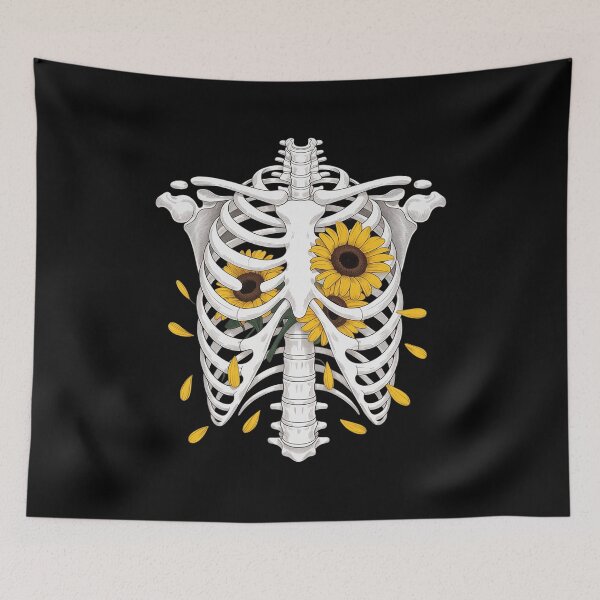 Item preview, Skeleton Rib Cage with Sunflowers Gothic Halloween designed and sold by NetoGalaxy.