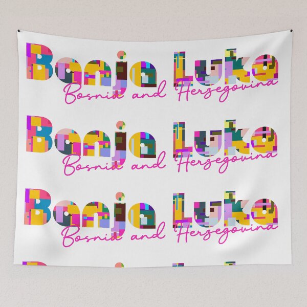 Item preview, Banja Luka, Bosnia and Herzegovina, Vibrant Abstract City Typography Art designed and sold by Wanderful-roads.