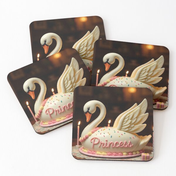 Item preview, Cute Swan Birthday Cake with Princes Typography  designed and sold by AwesomeDigiShop.