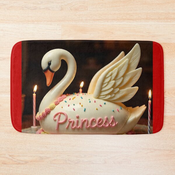 Item preview, Cute Swan Birthday Cake with Princes Typography  designed and sold by AwesomeDigiShop.