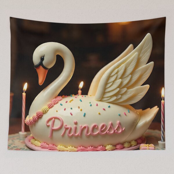 Item preview, Cute Swan Birthday Cake with Princes Typography  designed and sold by AwesomeDigiShop.