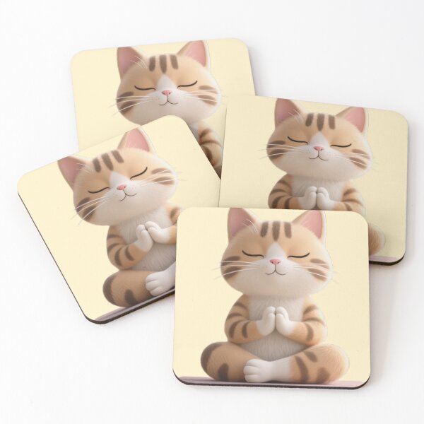 Item preview, Fluffy Tabby Cat Meditating Yoga Pose Art designed and sold by BlurBlurDesign.