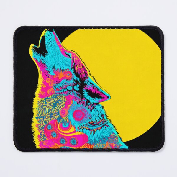 Item preview, Psychedelic Wolf Howling Retro 70s Style designed and sold by ChinzorigBAY.