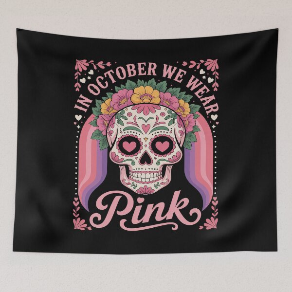 Item preview, Skull Halloween Breast Cancer In October We Wear Pink designed and sold by SnackPAC.