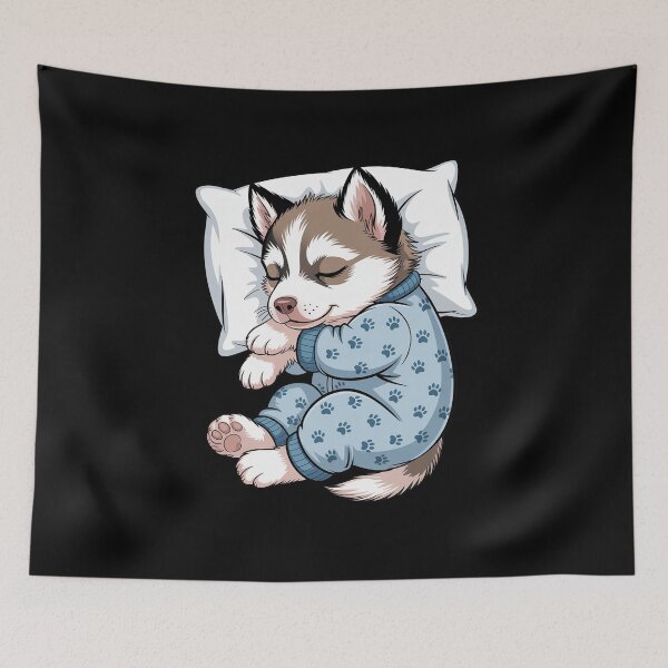 Item preview, Sleeping Pajama Pomsky Drawing Art designed and sold by SnackPAC.