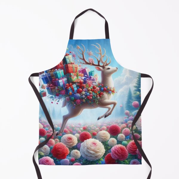 Item preview, Magical Flying Deer with Gifts – Fantasy Floral Dream Illustration designed and sold by Dogandesighn.