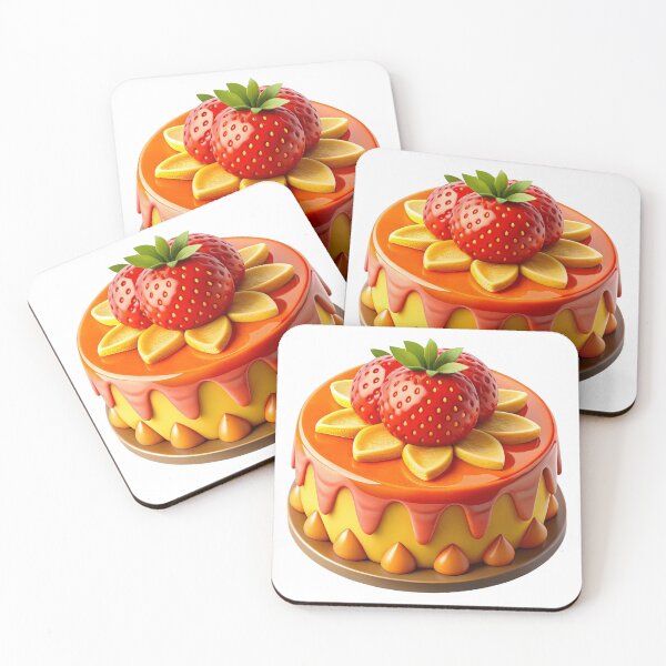 Item preview, Cartoon Cake with Strawberry and Orange Glaze Topping designed and sold by Jirada.
