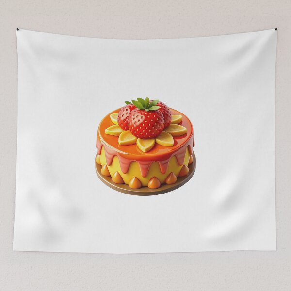 Item preview, Cartoon Cake with Strawberry and Orange Glaze Topping designed and sold by Jirada.