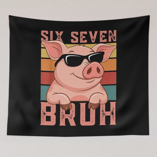 Item preview, Six Seven Bruh 6 7 Meme Funny Pig Sunglasses Cool Shirt designed and sold by LashondaGreen89.