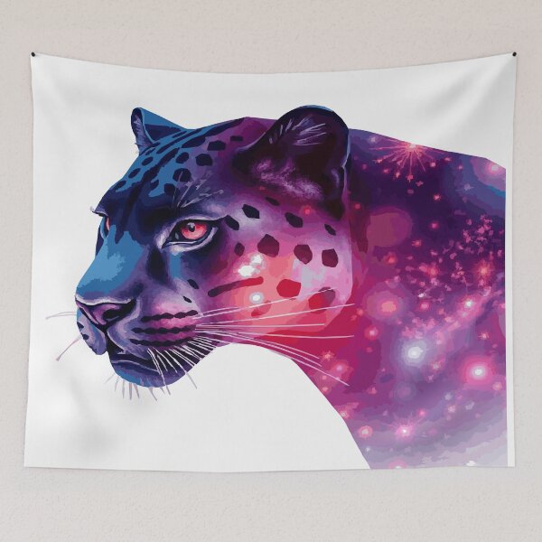 Item preview, Cosmic Galaxy Jaguar Portrait - Nebula Space Animal Art designed and sold by Taanva.
