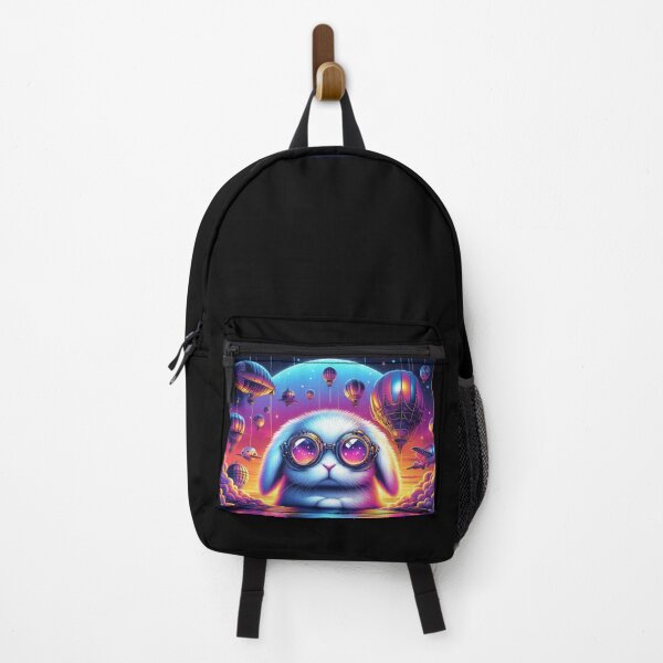 Item preview, Dreamy Steampunk Bunny in the Sky – Fantasy Balloon Adventure Art designed and sold by Dogandesighn.