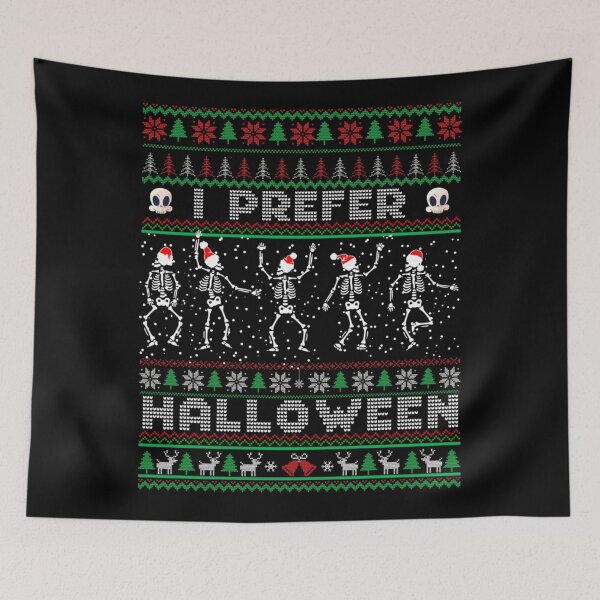 Item preview, I Prefer Halloween Skeletons Dancing In Santa Hats Ugly Christmas Sweater designed and sold by LeonellDavy.