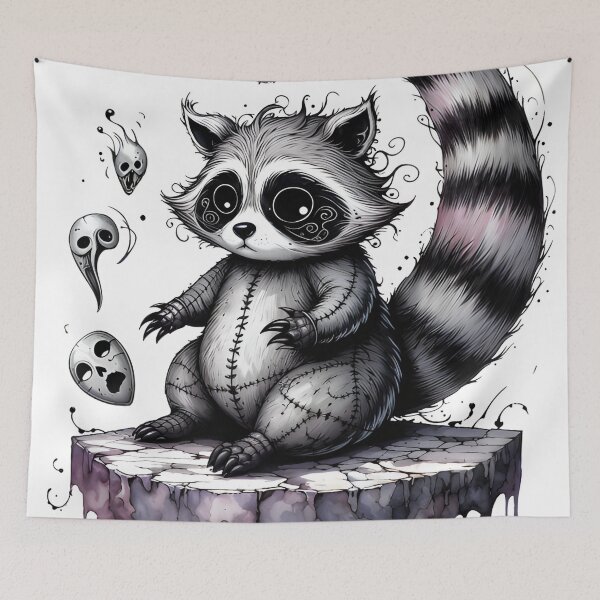 Item preview, Gothic Watercolor Raccoon Plush Cute Dark Fantasy designed and sold by RubisLeaf.