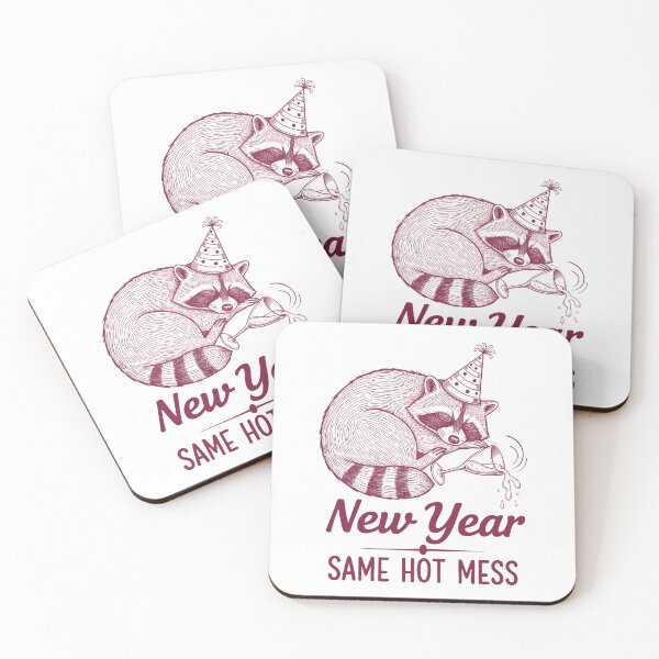 Item preview, New Year Same Hot Mess Raccoon Party Vibes designed and sold by LuminOrb.