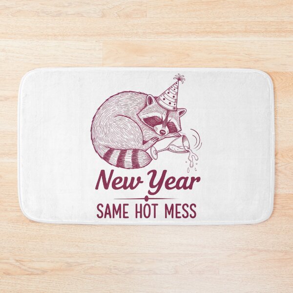 Item preview, New Year Same Hot Mess Raccoon Party Vibes designed and sold by LuminOrb.