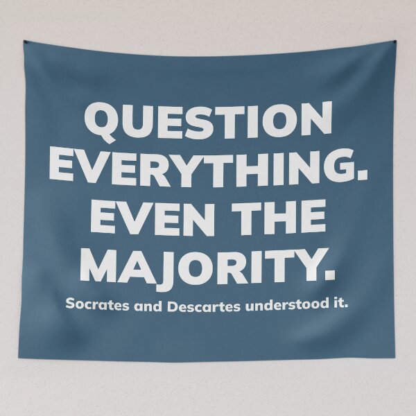 Item preview, QUESTION EVERYTHING.  EVEN THE MAJORITY. Socrates and Descartes understood it. II. White designed and sold by Finvara.