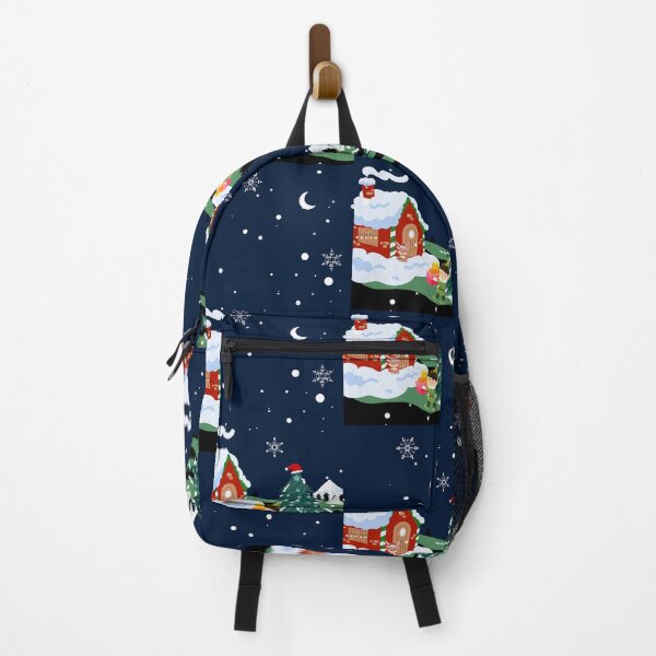 Item preview, Cute Christmas Night Illustration with Snow, Santa House & Gift Elf designed and sold by ROHITJIDEGINER.