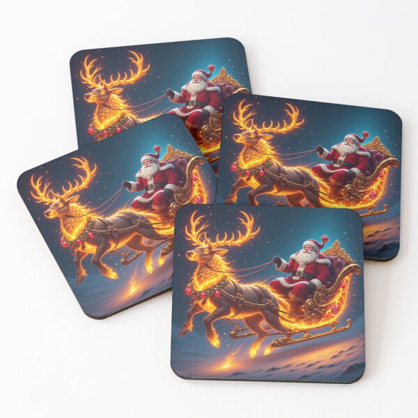 Item preview, Magic Reindeer Sleigh – Glowing Santa Christmas Fantasy Art by NegarTv Designs designed and sold by NegarTv Designs.