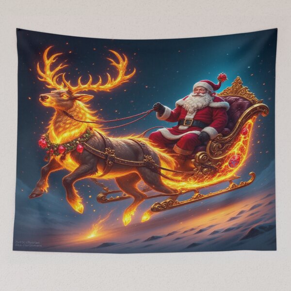 Item preview, Magic Reindeer Sleigh – Glowing Santa Christmas Fantasy Art by NegarTv Designs designed and sold by NegarTv Designs.