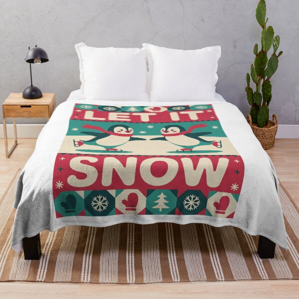 Item preview, Retro Let It Snow Skating Penguins Christmas designed and sold by RedCircleArt.