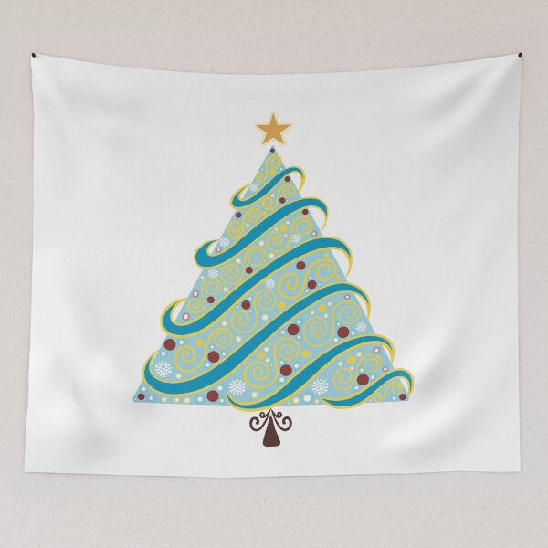 Item preview, Blue and Gold Decorative Christmas Tree with Swirling Ornament Patterns designed and sold by Elizarfa.