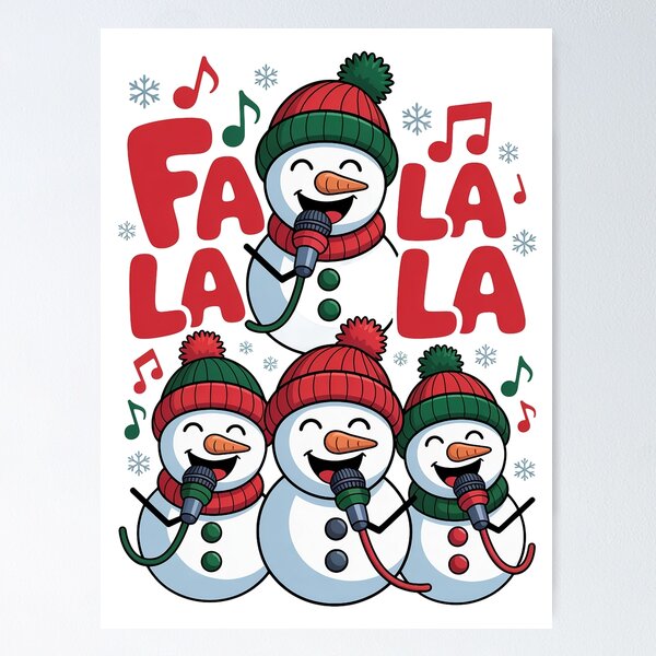 Item preview, Fa La La Singing Snowmen Christmas Choir designed and sold by RedCircleArt.