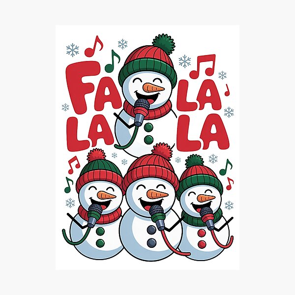 Item preview, Fa La La Singing Snowmen Christmas Choir designed and sold by RedCircleArt.