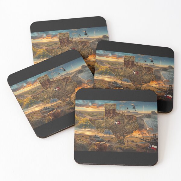 Item preview, Texas Strong: Military Pride Map with Longhorns, Oil Rigs, and Helicopters designed and sold by TitanRN.