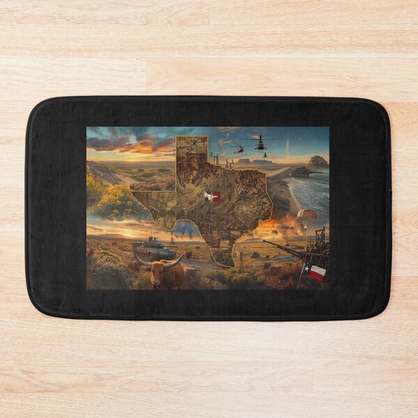 Item preview, Texas Strong: Military Pride Map with Longhorns, Oil Rigs, and Helicopters designed and sold by TitanRN.