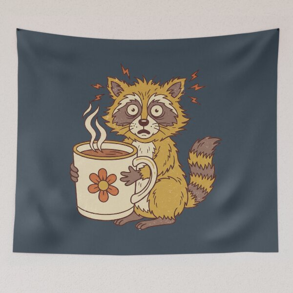 Item preview, Retro Caffeinated Raccoon - Vintage Style Coffee Lover Art designed and sold by irPrint.