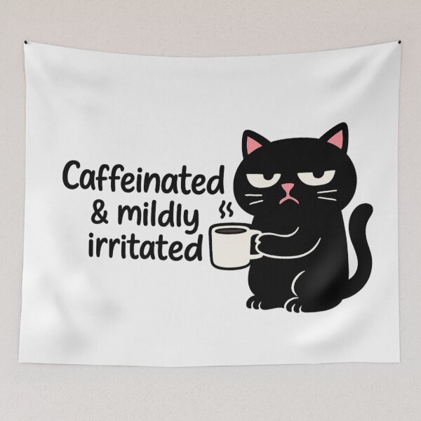 Item preview, Caffeinated & Mildly Irritated Cat designed and sold by Bellassi.