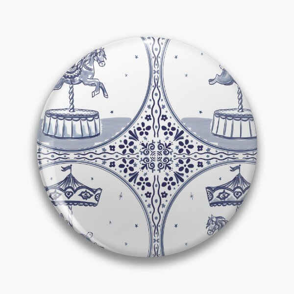 Item preview, Delft tile aesthetic Cobalt Carousel designed and sold by TheSmartyArty.