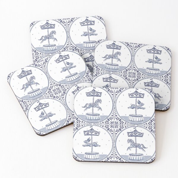 Item preview, Delft tile aesthetic Cobalt Carousel designed and sold by TheSmartyArty.