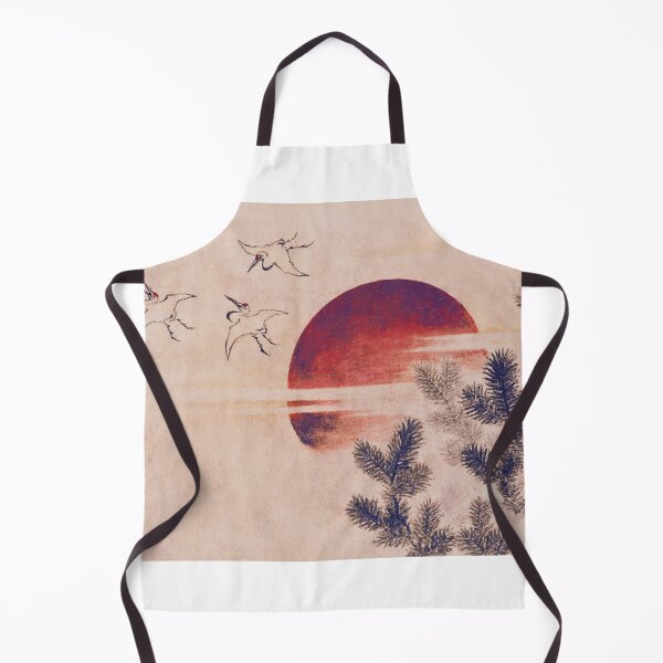 Item preview, Japanese Cranes at Sunrise - Vintage Pine and Red Sun Art designed and sold by Open Canvas.