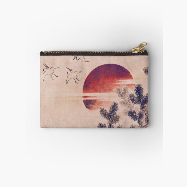 Item preview, Japanese Cranes at Sunrise - Vintage Pine and Red Sun Art designed and sold by Open Canvas.