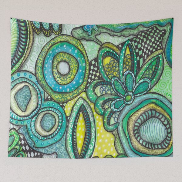Item preview, Magical Flower - Zentagle Green Yellow Abstract  designed and sold by ColorWander.