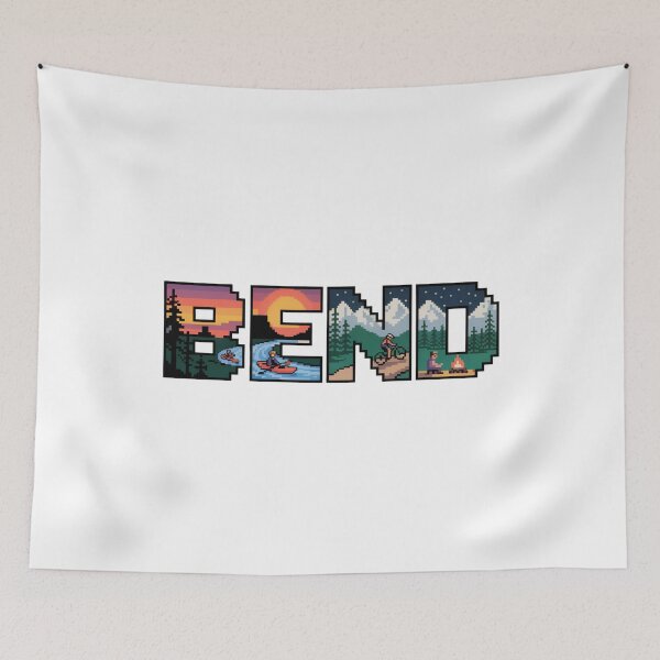 Item preview, Bend Oregon Pixel Art Adventure | High Desert MTB, Kayak, and Campfire Design designed and sold by CircinusStore.