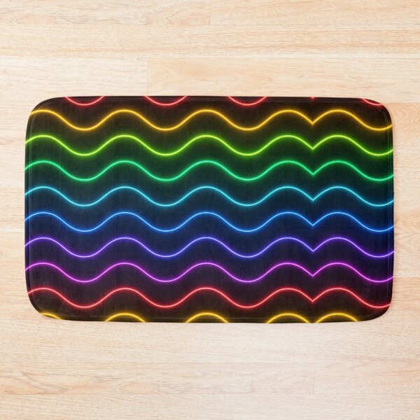 Item preview, Neon Rainbow Wave Seamless Pattern – Glowing Wavy Lines on Dark Background designed and sold by Sksticker991.
