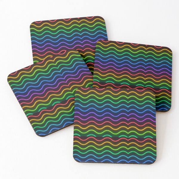 Item preview, Neon Rainbow Wave Seamless Pattern – Glowing Wavy Lines on Dark Background designed and sold by Sksticker991.