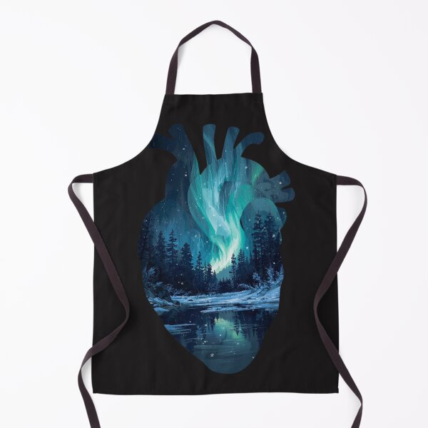Item preview, Aurora Borealis Heart Silhouette - Northern Lights Winter Landscape Art designed and sold by TitanRN.
