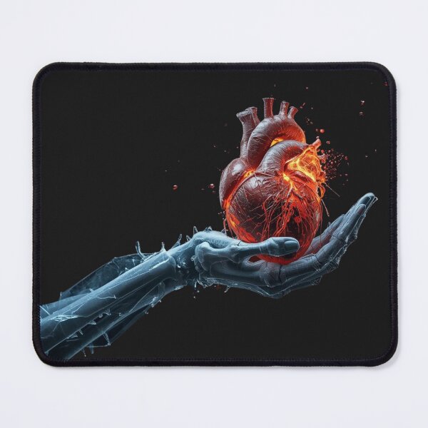 Item preview, Robotic Hand Holding Burning Heart - Fiery Love Art designed and sold by TitanRN.