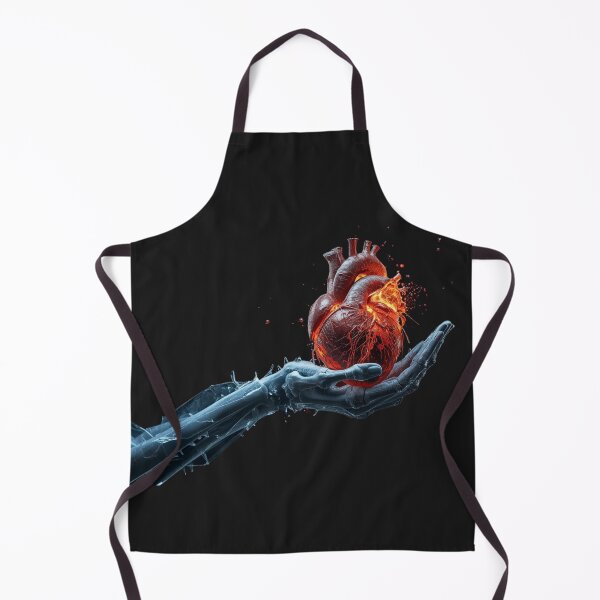 Item preview, Robotic Hand Holding Burning Heart - Fiery Love Art designed and sold by TitanRN.