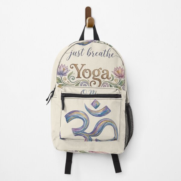 Item preview, Om Symbol Just Breathe – Watercolor Lotus Flower Yoga Art - Pale Sand edition designed and sold by Miss Cutie Designs.